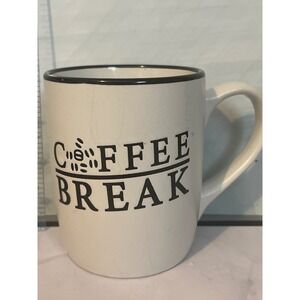 Royal Norfolk Coffee Break Mug Black Rim White Ceramic Dishwasher Microwave Safe